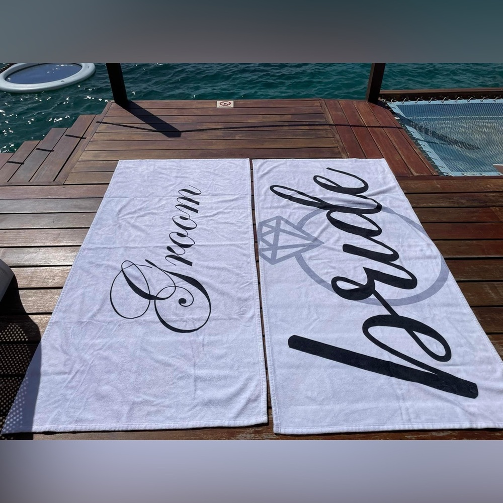 Bride & Groom Beach Towel Set 🏝️☀️🕶️🌊